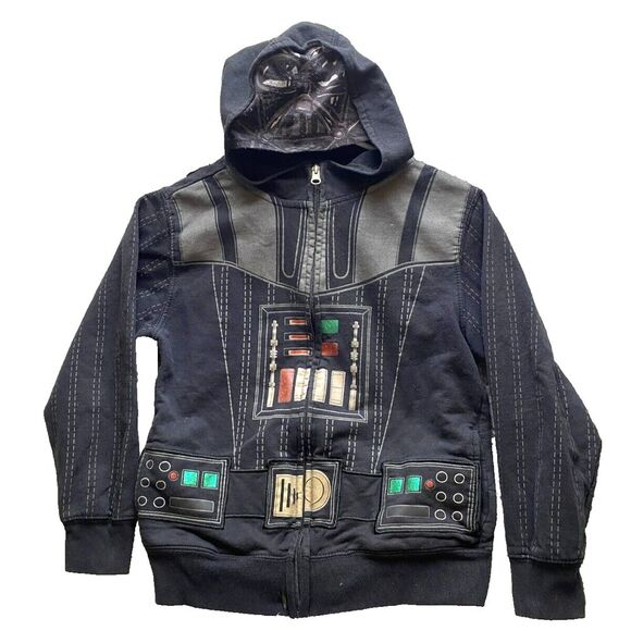 Star Wars Sweatshirt Youth Medium Black Darth Vader Full‎ Zip Hoodie Boys - Picture 1 of 14